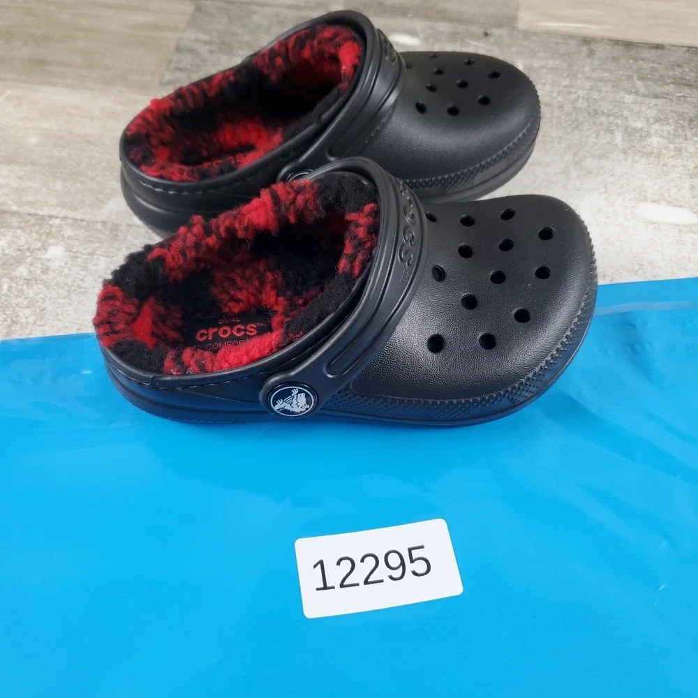 Crocs Classic Lined Buff Check Kids Clogs Sz 9 C9 Rubber Slingback‎ Round Toe